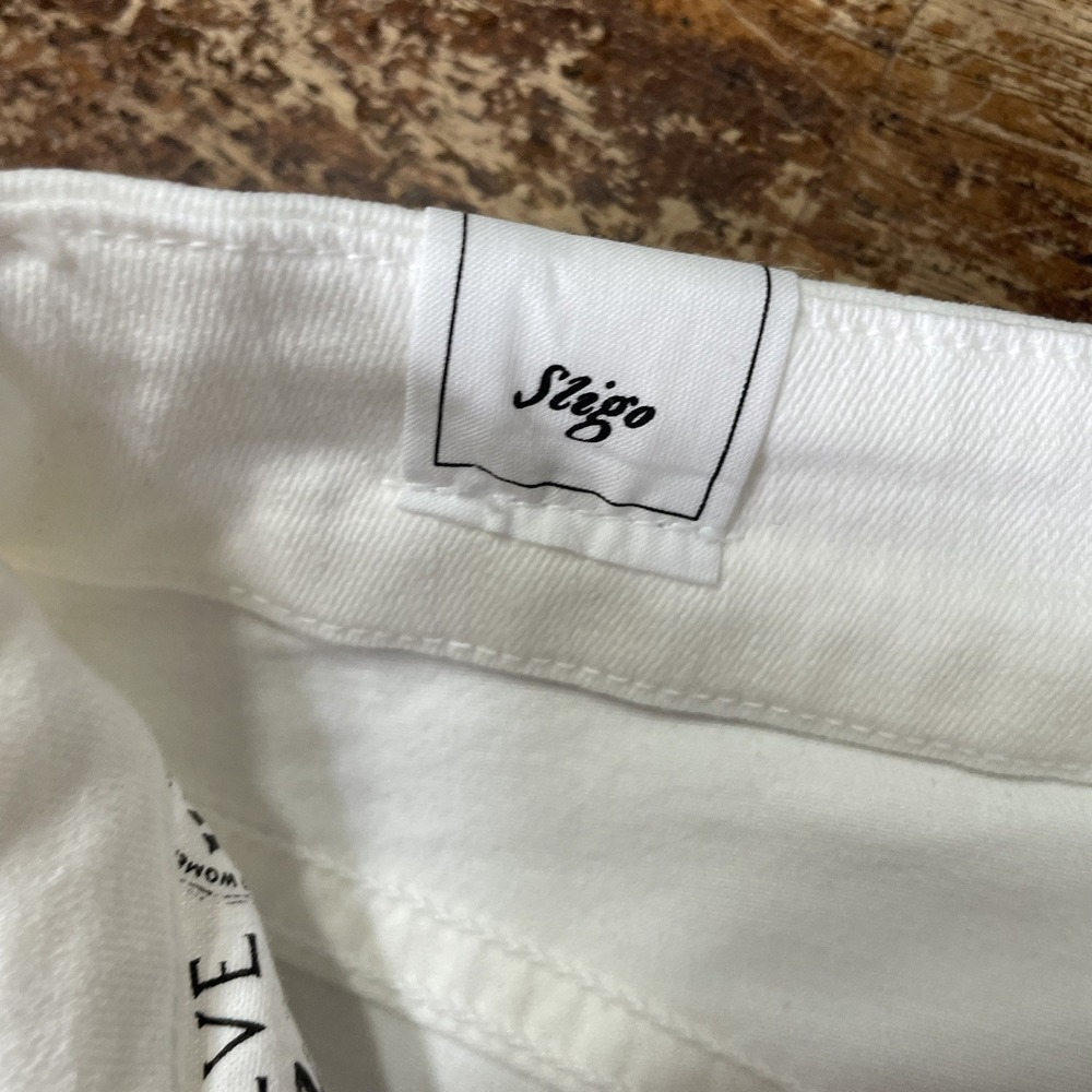 FRANK & EILEEN SLIGO Womens Sz 28 White Cotton Stretch‎ Raw Hem Jeans EXC - Picture 9 of 11